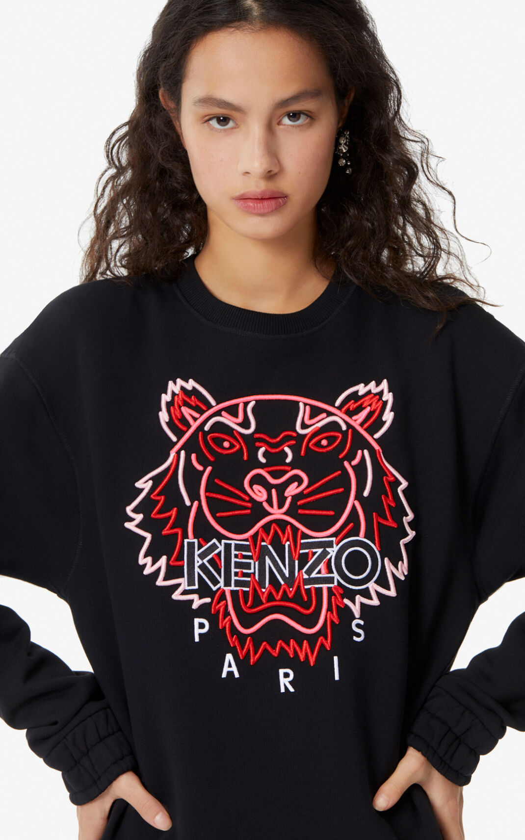 Sweat Kenzo Neon Tiger Femme Noir | BDWY-40953